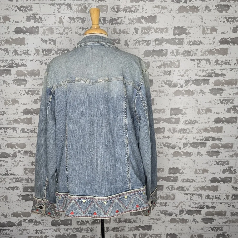 INC International Concepts Women Plus Size Embroidered Denim Jean Jacket Size 3X